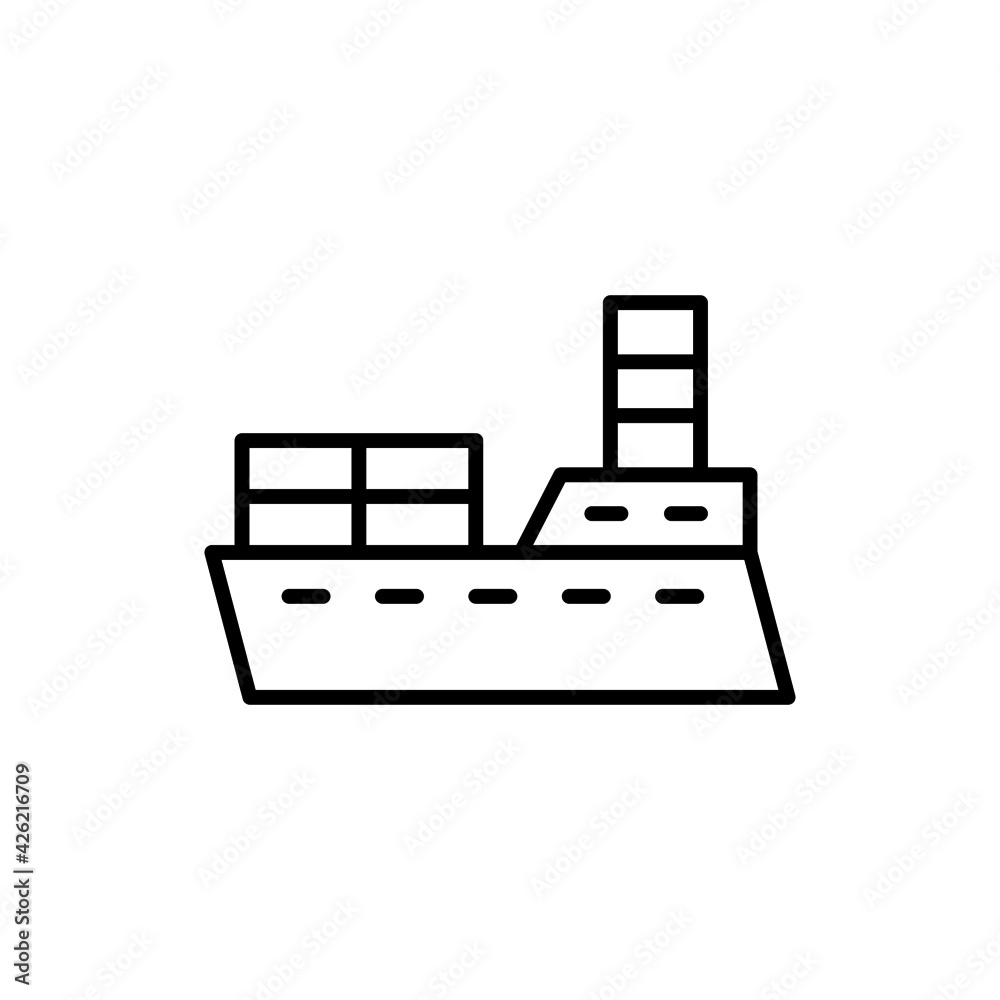 ocean transportation icon in flat black line style, isolated on white background ocean transportation icon in flat black line style, isolated on white background