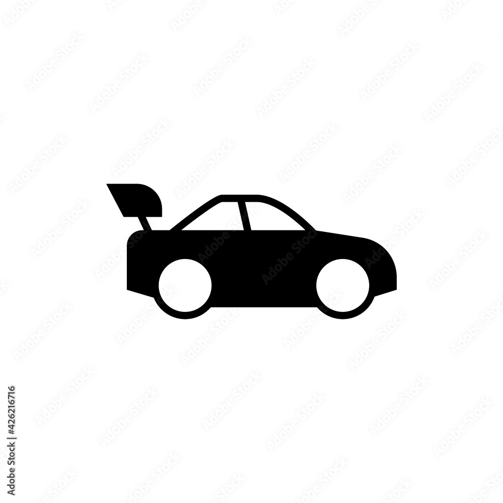 sport car Automotive icon in solid black flat shape glyph icon, isolated on white background