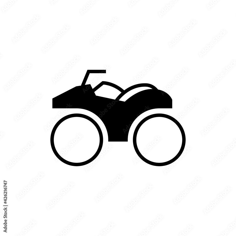 atv vehicle icon in solid black flat shape glyph icon, isolated on white background