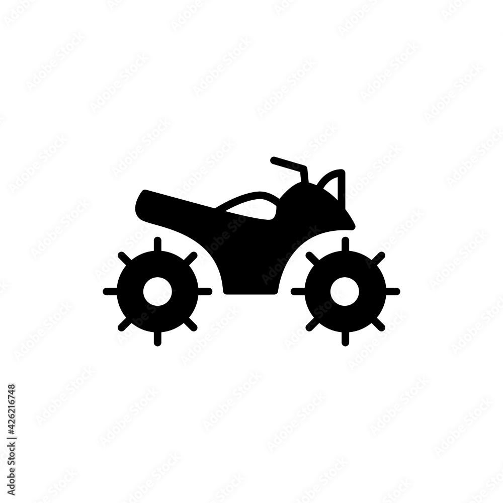 atv vehicle icon in solid black flat shape glyph icon, isolated on white background