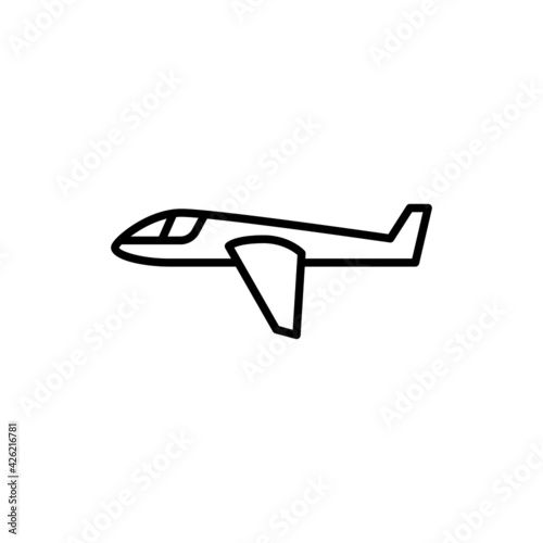 glider icon in flat black line style, isolated on white background