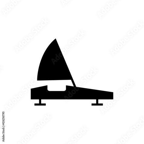 iceboat icon, icebreaker ship symbol in solid black flat shape glyph icon, isolated on white background