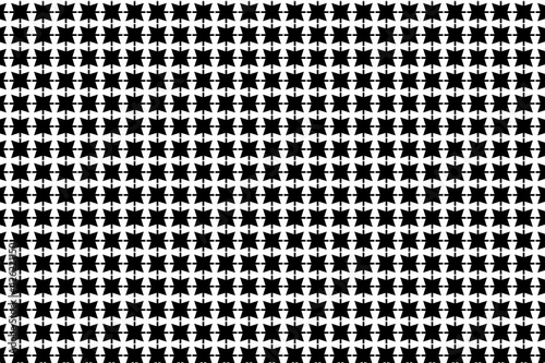 Patrón de estrellas negras de cuatro puntas atravesadas por cruces y sobre fondo blanco