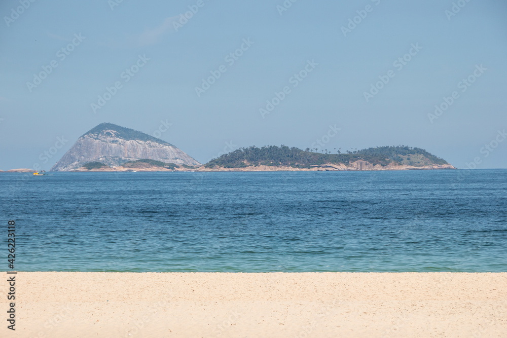 empty ipanema beach, during the second wave of the coronovirus pandemic in rio de janeiro .
