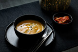 Korean pumpkin soup with red bean