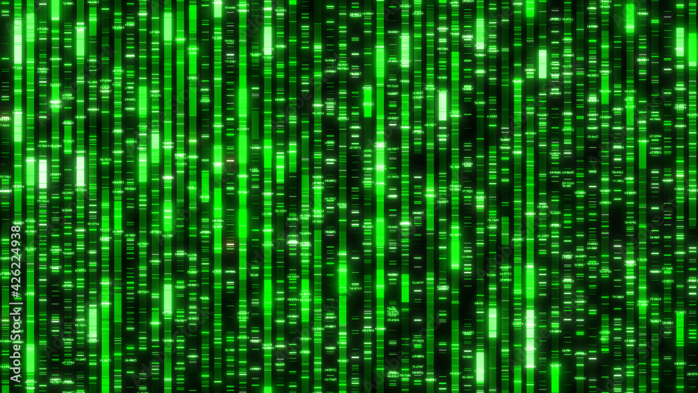 Genetic gene dna sequencing genealogy analysis visualization - 3D illustration rendering