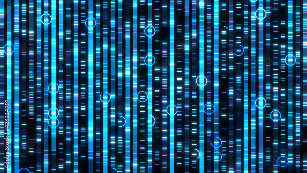 Genome sequencing to determine the nucleotide sequence of DNA - 3D illustration rendering Genome sequencing to determine the nucleotide sequence of DNA - 3D illustration rendering