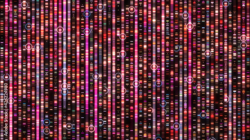 Biotechnology virus dna sequence genomic analysis visualization gene therapy - 3D illustration rendering