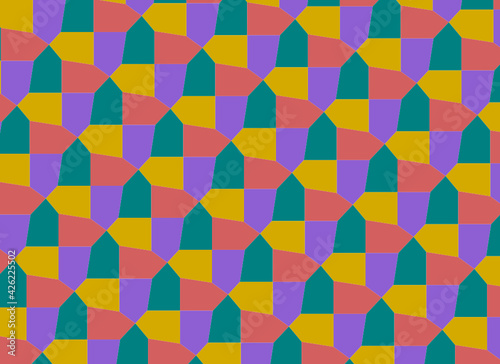 Patrón de figuras geométricas abstractas en colores pastel formando un mosaico colorido
