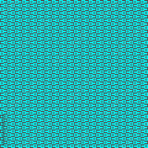 Patrón de cuadrados y rectángulos en colores gris y azul entrelazados creando mosaico