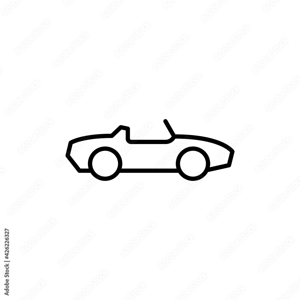 cab, cabrio, cabriolet icon in flat black line style, isolated on white background cab, cabrio, cabriolet icon in flat black line style, isolated on white background