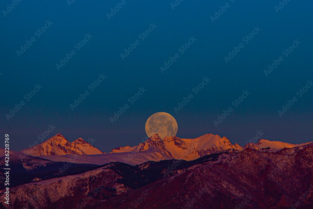Moonset over Indian Peaks, Colorado