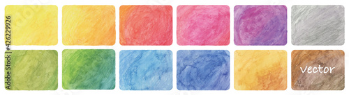 Set of vector colorful watercolor square strokes photo