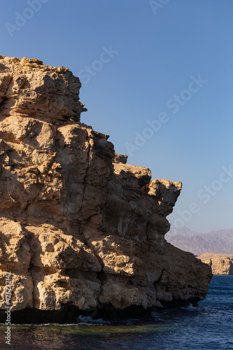 The Red Sea coast. Ras Mohammed National Park. Rocks and mountains of the Sinai Peninsula-Seascape.