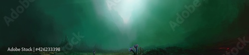 Deep sea bottom background, digital painting, 3D illustration.