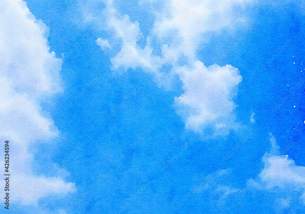 Fototapeta art watercolor of blue sky background