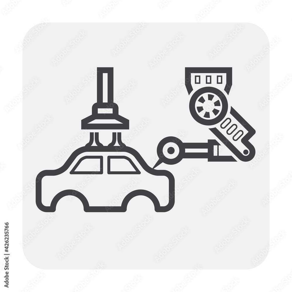 Automotive manufacturing, assembly or production industry vector icon ...