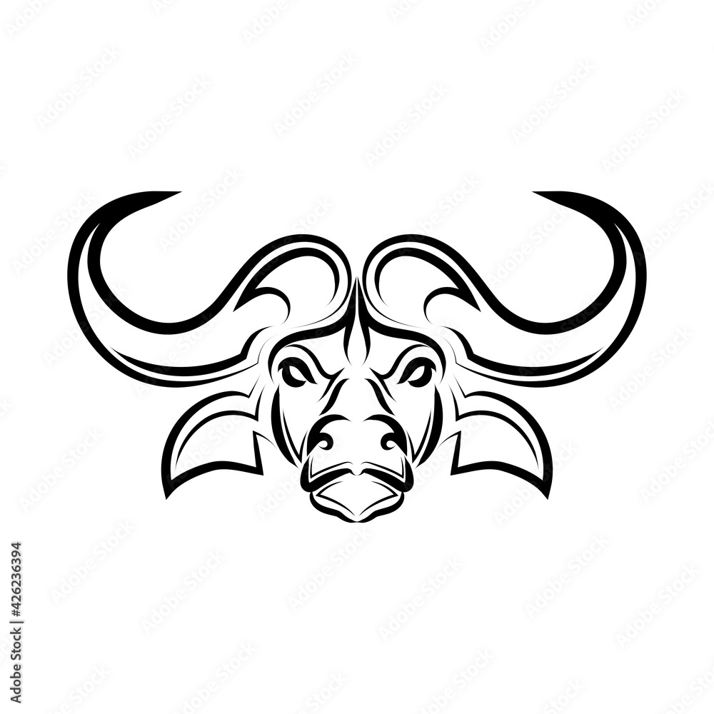 Line art vector of African buffalo head. Suitable for use as decoration or logo.