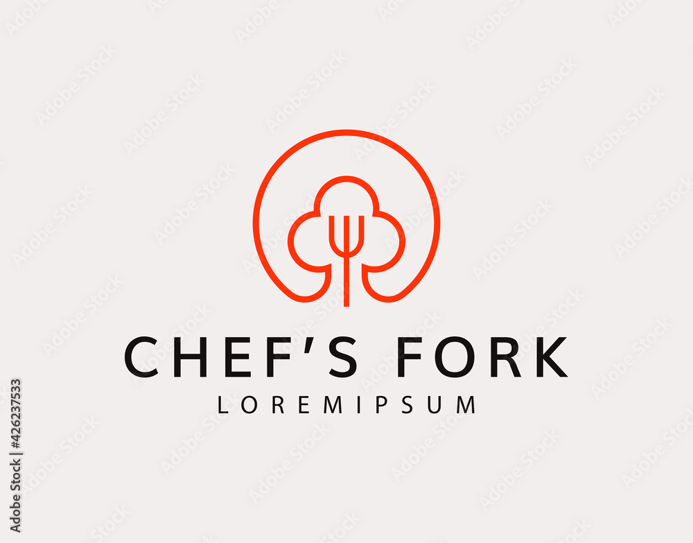 Chef Kitchen Logo Design Template. Restaurant Icon Line Art Vector Chef Kitchen Logo Design Template. Restaurant Icon Line Art Vector