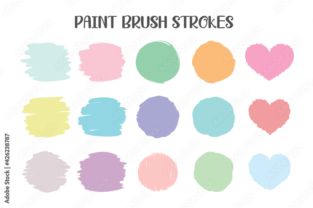 Color brush that has been painted into various shapes and text frames. Color brush that has been painted into various shapes and text frames.
