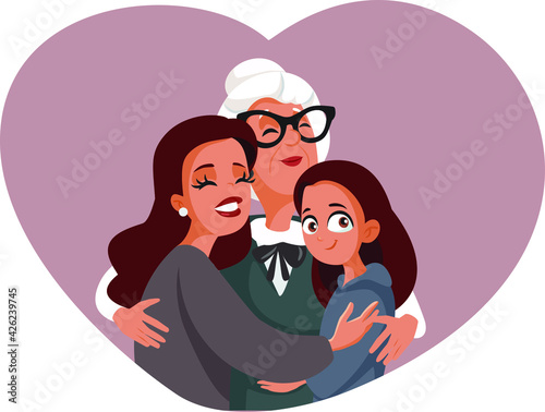 Grandmother, Mother and Daughter in Multigenerational Family Portrait 