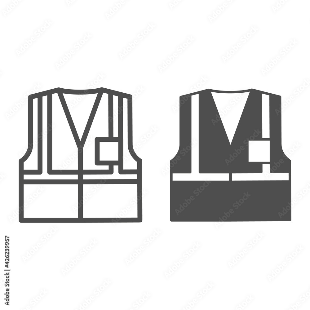 Protective vest line and solid icon, Safety engineering concept