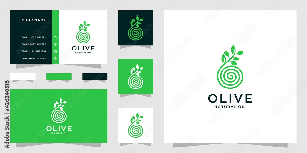 Spiral olive oil logo design and business card inspiration Spiral olive oil logo design and business card inspiration