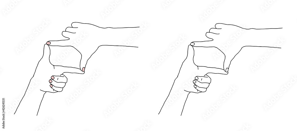 トリミングのポーズをする両手のイラスト 塗り背景あり なし Stock Vector Adobe Stock