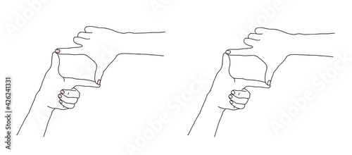 トリミングのポーズをする両手のイラスト　塗り背景あり/なし