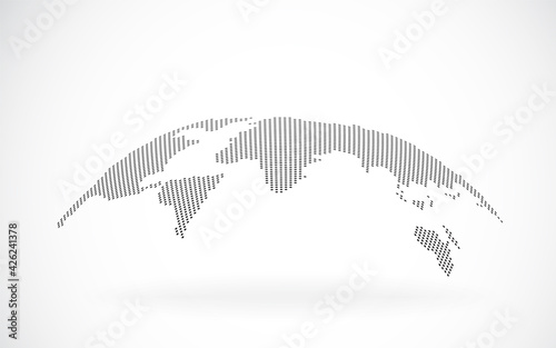 black global world map from points. concept of infographics element, trip around the world, globalization. isolated on gray background. flat style trend modern logotype design vector illustration