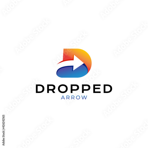 letter D arrow full color logo vector icon illustration modern style for your business