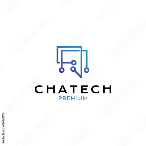 chat tech logo vector icon illustration modern style for your business