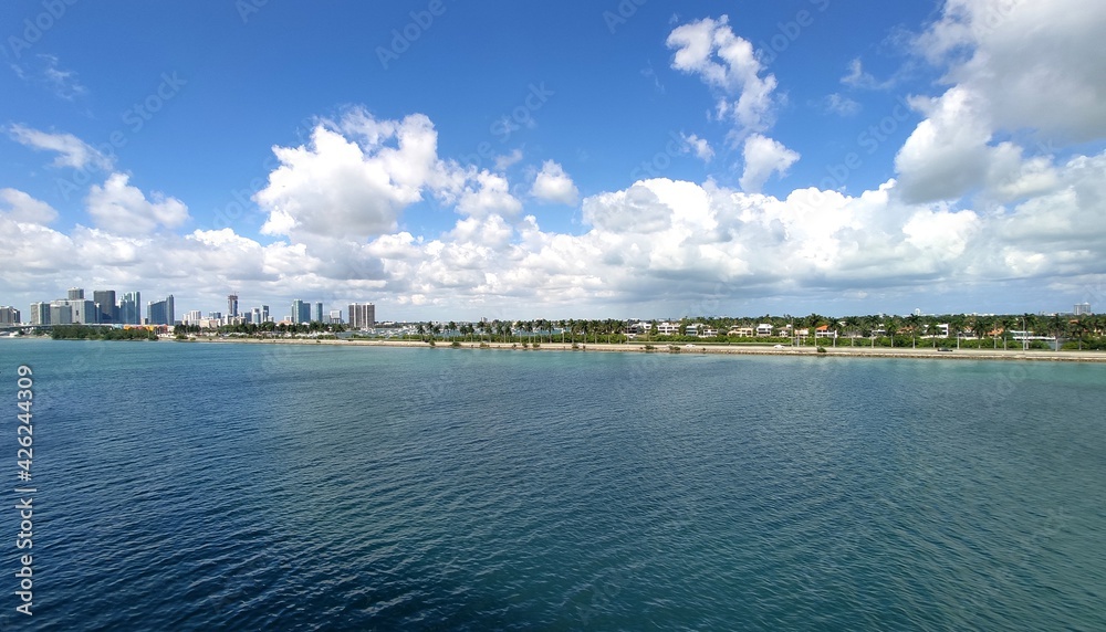 Rich island of Miami. Dream houses, exotic cars and luxury life