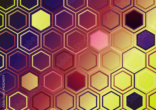 Red Yellow and Blue Gradient Hexagon Pattern Background Vector Eps