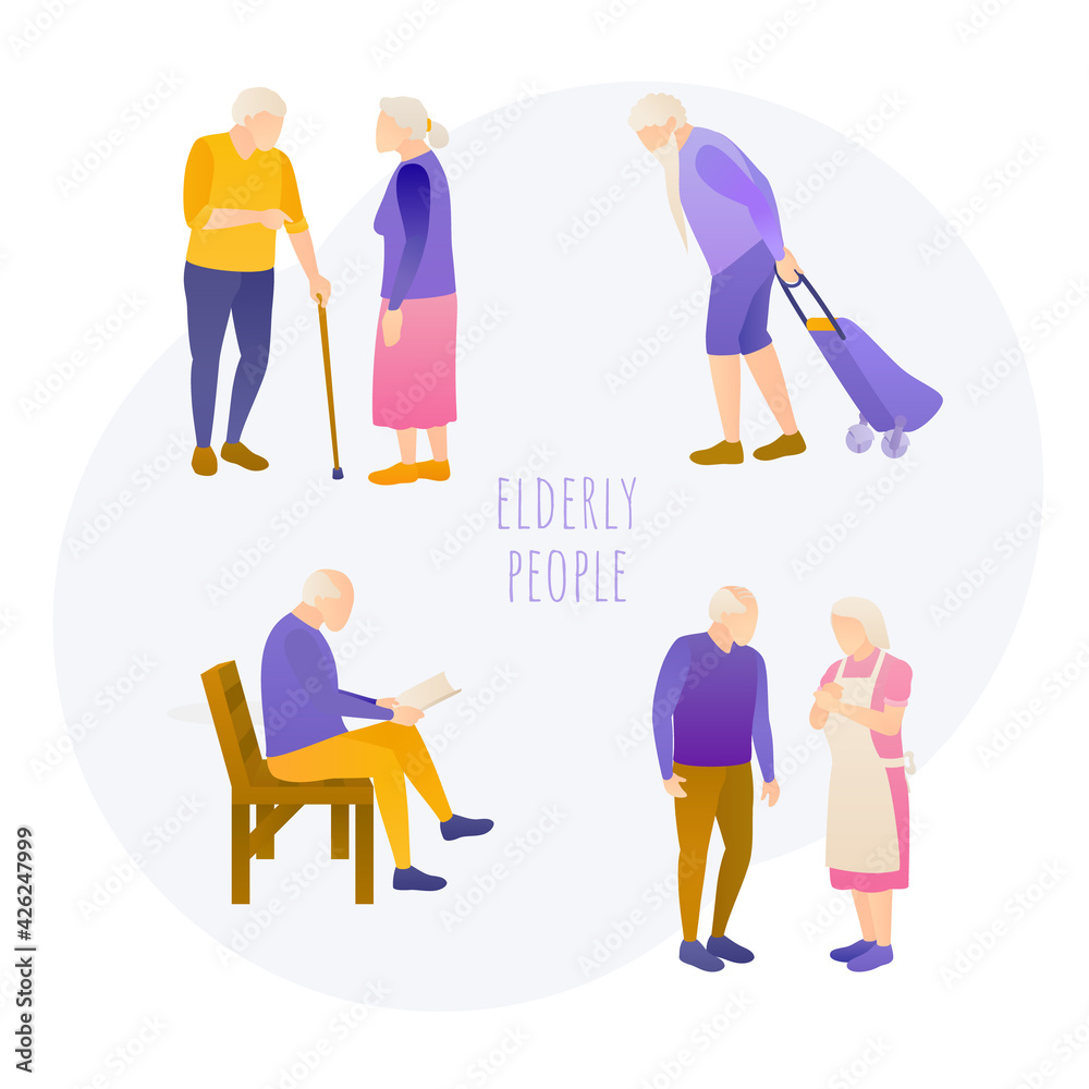 Elderly senior old people activity banner template