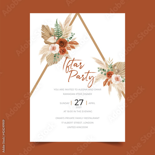 Ramadan Iftar Party Invitation with Moroccan Oasis design theme photo