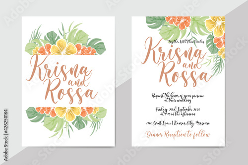 Fototapeta Naklejka Na Ścianę i Meble -  Wedding Invitation Card with Watercolor Floral Decoration