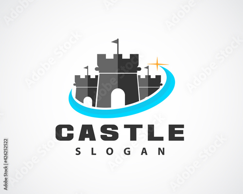 modern abstract castle tower solution logo symbol design illustration