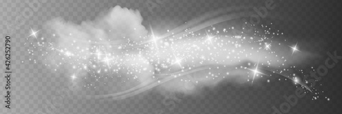 Snow and wind on a transparent background. White gradient decorative element.vector illustration. winter and snow with fog. wind and fog.