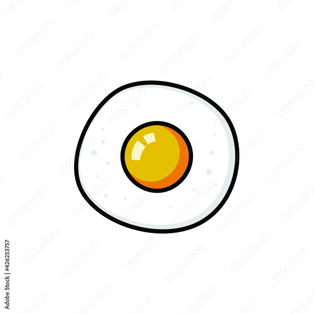 Fried egg in drawing style isolated vector. Hand drawn object illustration for your presentation, teaching materials or others.