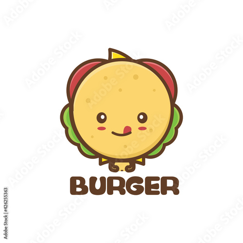 cute burger mascot character.