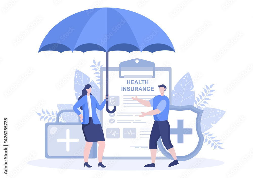 Family Health and Life insurance Flat Vector illustration for Healthcare, Finance And Medical Service