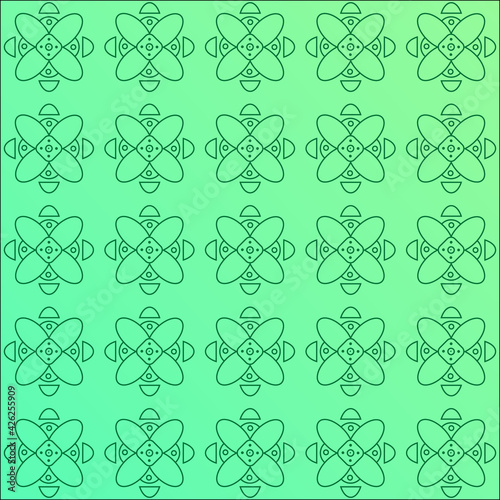 seamless pattern with green floral  color