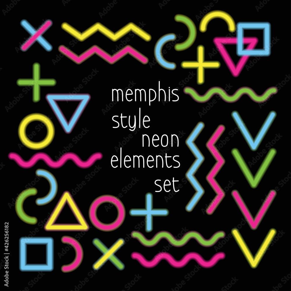 memphis style neon elements set memphis style neon elements set