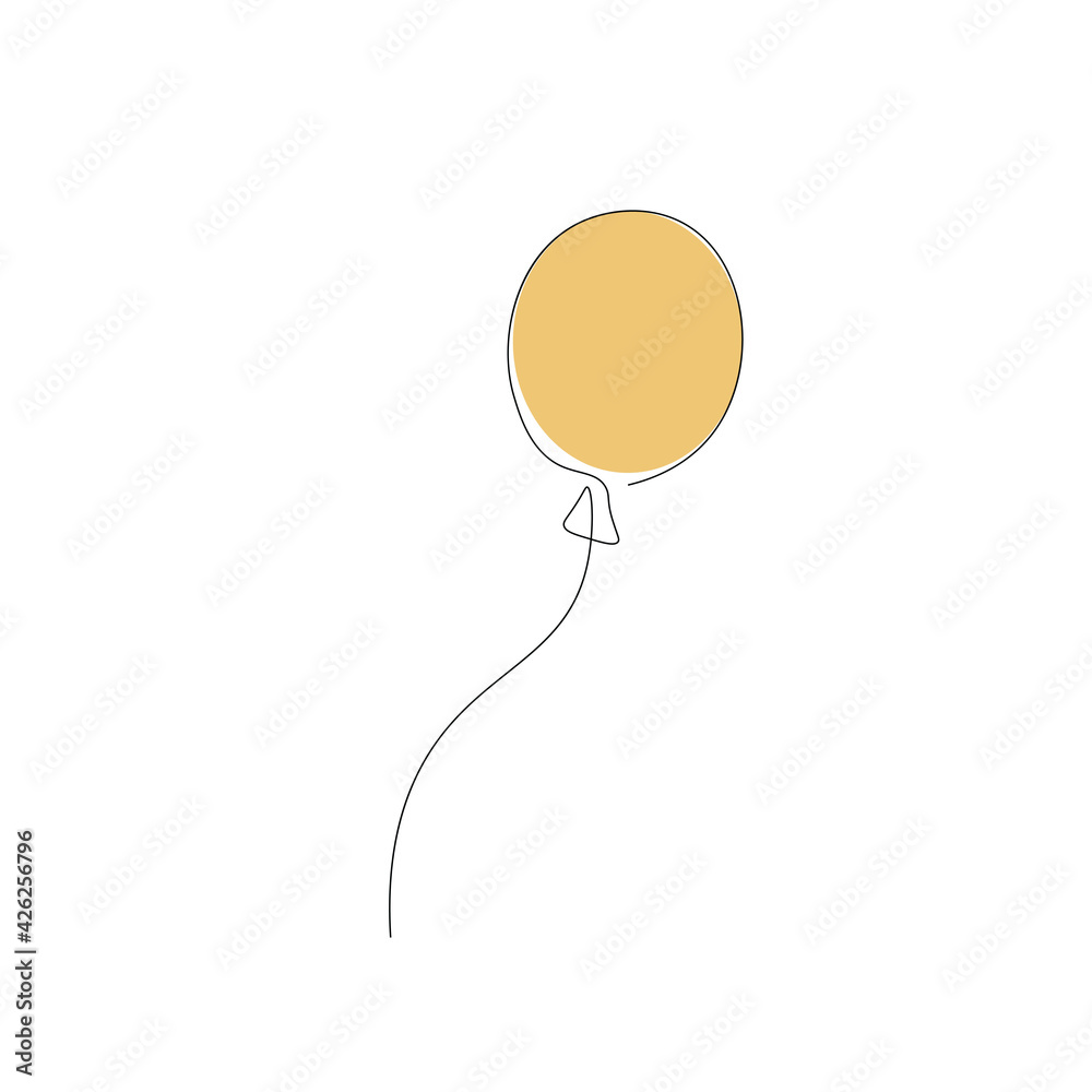 Yellow ballon line drawing, vector illustration Yellow ballon line drawing, vector illustration