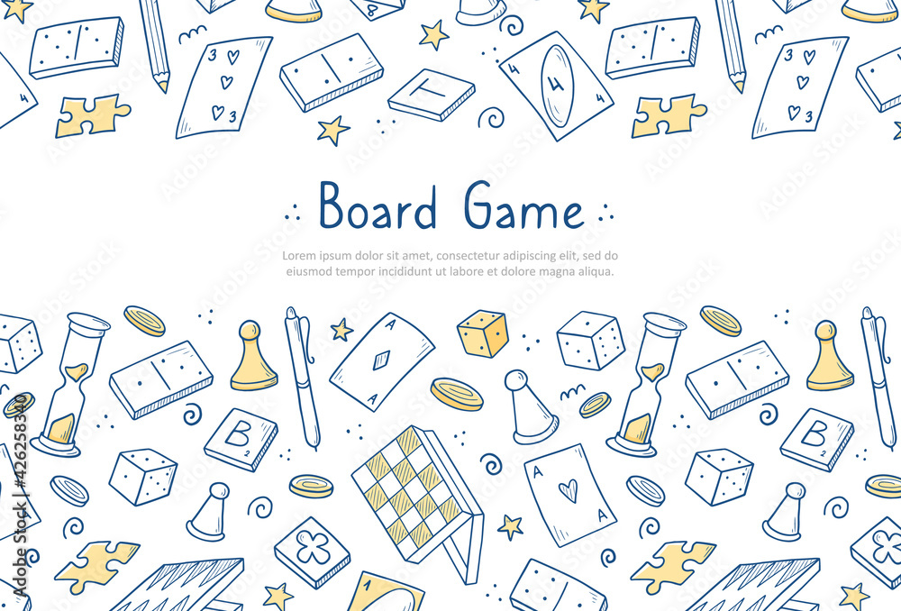 Board games doodle set. Checkers, chess, cards, backgammon in sketch style.  Hand drawn vector illustration isolated on white background 14960234 Vector  Art at Vecteezy