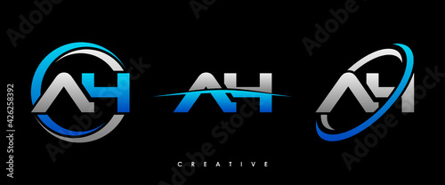 AH Letter Initial Logo Design Template Vector Illustration photo