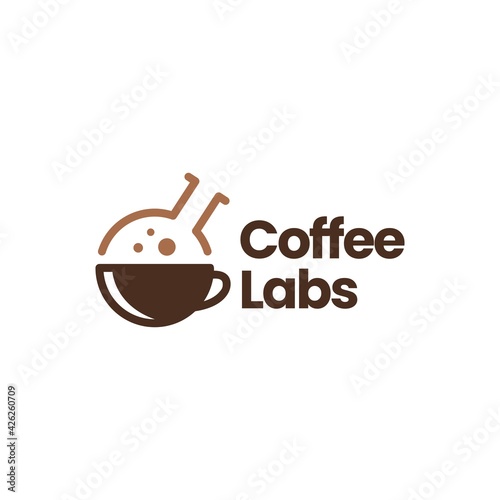 coffee laboratory lab cup logo vector icon illustration