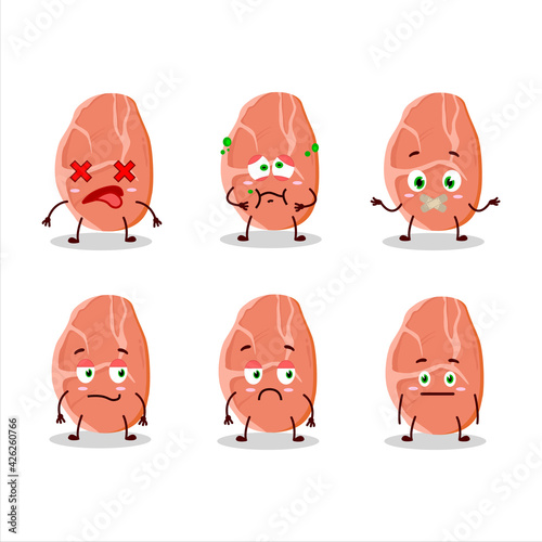Slice of pork cartoon character with nope expression