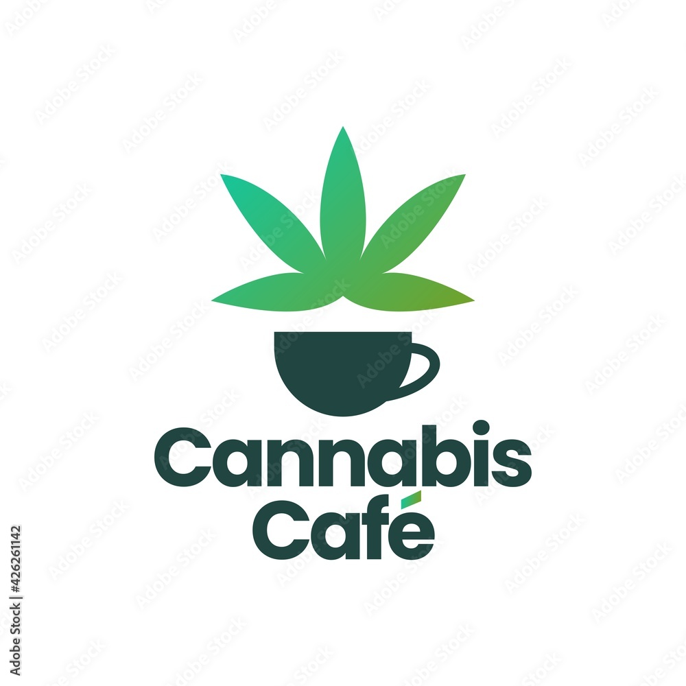 cannabis cafe coffee drink tea logo vector icon illustration cannabis cafe coffee drink tea logo vector icon illustration